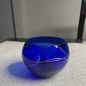 Partylite Cobalt Blue with Silver  Votive Tealight  Holder